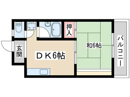 エバービューハイツ(1DK/4階)の間取り写真