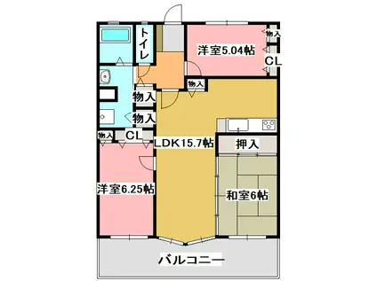 エクレールフェミーナ折尾(3LDK/11階)の間取り写真