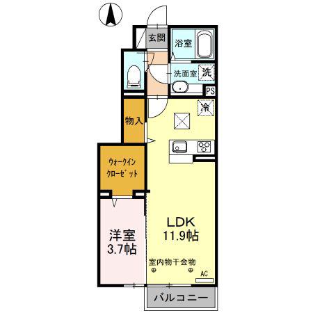ファミール III(1LDK/1階)の間取り写真