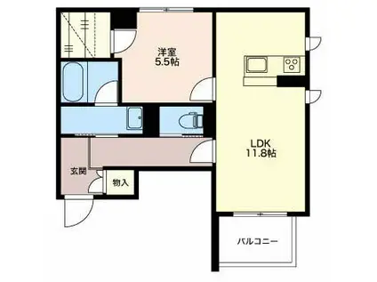 モダンヒルズ(1LDK/1階)の間取り写真