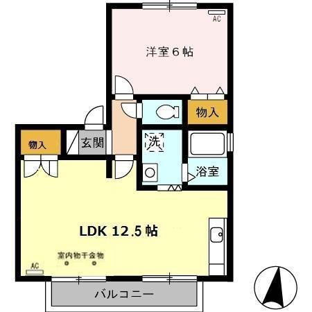 エストハウス B(1LDK/2階)の間取り写真