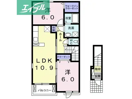 アマービレ(2LDK/2階)の間取り写真