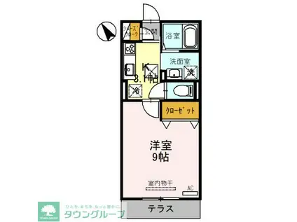 グラセフル(1K/1階)の間取り写真