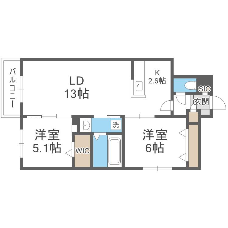 AYA HILLS(2LDK/3階)の間取り写真