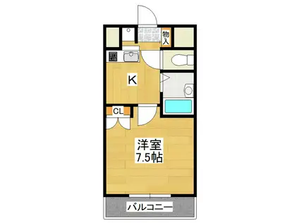 グリーンヒルズやまのい(1K/2階)の間取り写真