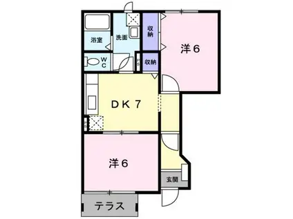 クレスト(2DK/1階)の間取り写真