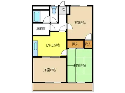 グランベール滝ノ水(3DK/2階)の間取り写真