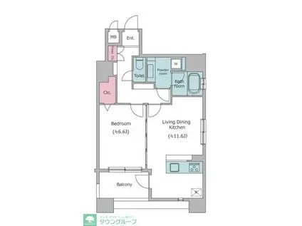 レジディア島津山(1LDK/13階)の間取り写真