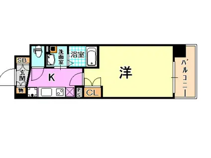 アルファレガロ神戸ウエスト(1K/2階)の間取り写真