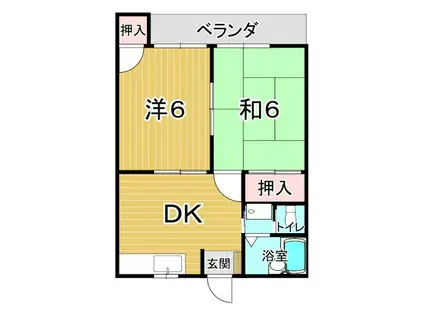 第3マキノコーポ(2DK/2階)の間取り写真