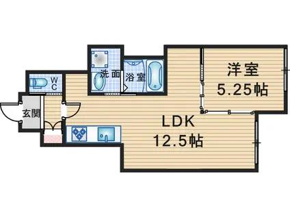 G NAISON 豊中蛍池(1LDK/1階)の間取り写真
