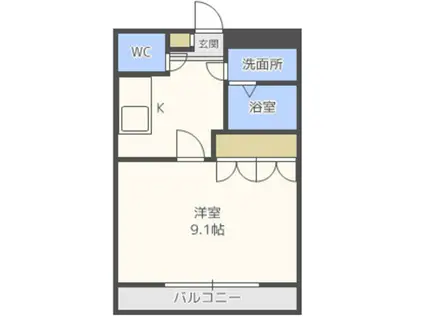 ユースパレスVI(1K/2階)の間取り写真