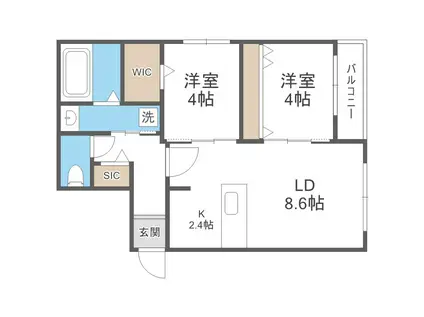 セレッソ本郷通(2LDK/2階)の間取り写真