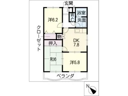 エクレール・アミイ(3DK/1階)の間取り写真