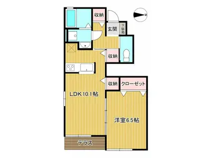 プランドール・ビレッタD(1LDK/1階)の間取り写真