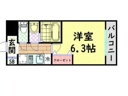 アドバンス大阪グロウス(1K/10階)の間取り写真