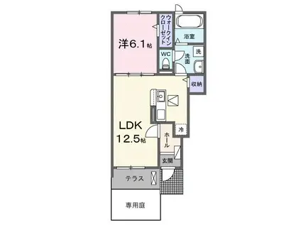 カフア テラス(1LDK/1階)の間取り写真