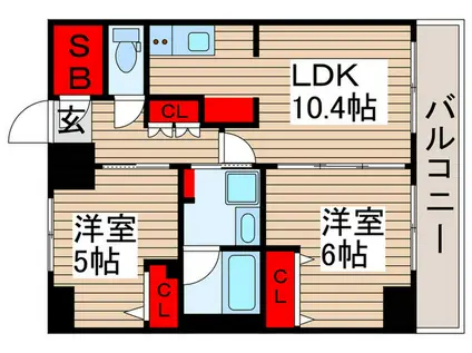 レオーネ南千住II(2LDK/6階)の間取り写真