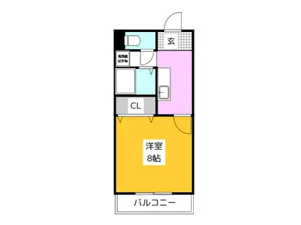 アパルトナガノII(1K/3階)の間取り写真