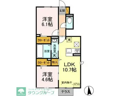 イースト・ヴィラ II(2LDK/1階)の間取り写真