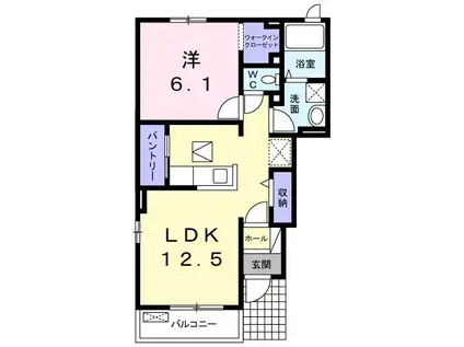 LE・CHANVREII(1LDK/1階)の間取り写真