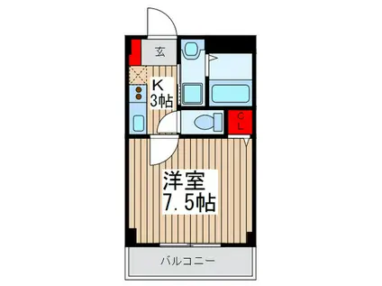 プランドール(1K/1階)の間取り写真