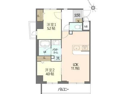 LEA HALE(2LDK/2階)の間取り写真