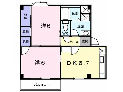 プラドール真砂A(2DK/2階)の間取り写真