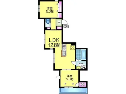 カスターニア(2LDK/1階)の間取り写真