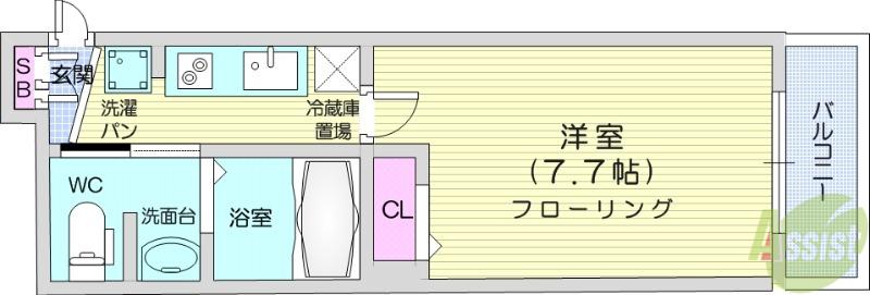 AKALA福田町(1K/3階)の間取り写真