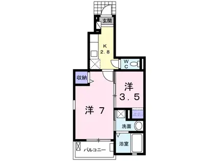 エスペランス ダンジュA(2K/1階)の間取り写真