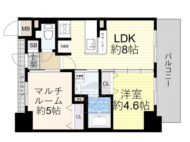 エステムコート新大阪9グランブライト(1SLDK/10階)の間取り写真