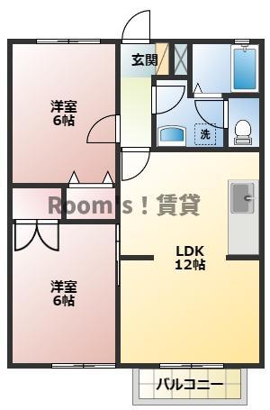 ミーテルーチェ村松(2LDK/2階)の間取り写真