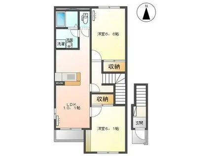 レーヴンレンテA(2LDK/2階)の間取り写真