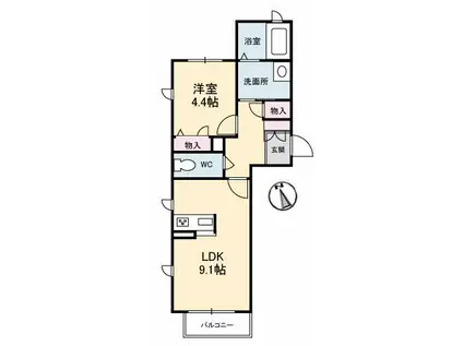 エトワール御船(1LDK/2階)の間取り写真