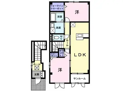 サン ローレルI(2LDK/2階)の間取り写真