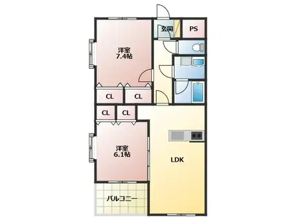 グランスクエアー・M(2LDK/2階)の間取り写真