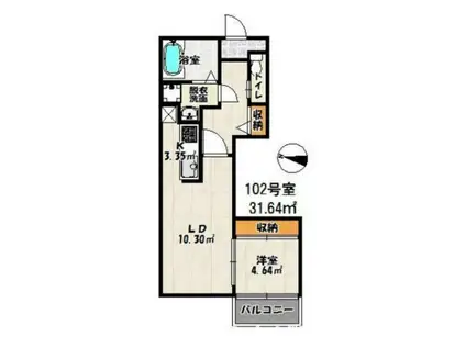 バーンメアオパトナム(1LDK/2階)の間取り写真