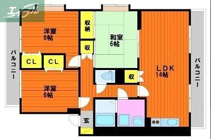 リーブロイヤル(3LDK/2階)の間取り写真