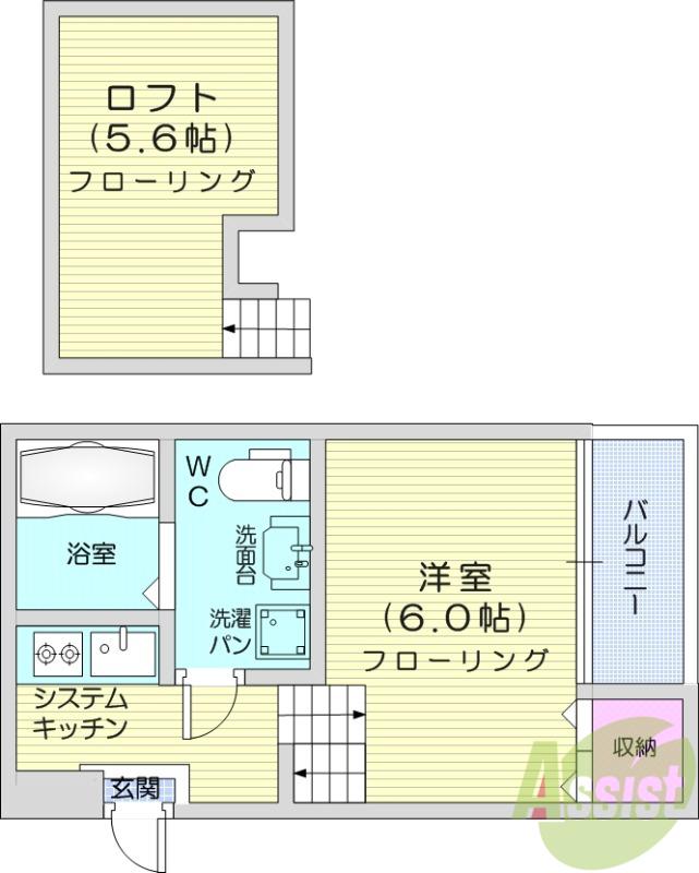 STAGE荒巻(1K/1階)の間取り写真