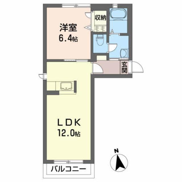 シャーメゾングリーンヒルズC(1LDK/1階)の間取り写真
