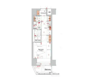 ハーモニーレジデンス亀戸イースト TOKYO(1K/7階)の間取り写真