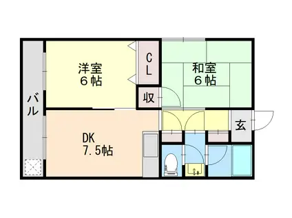 岩橋マンション(2DK/1階)の間取り写真