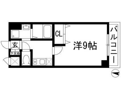 メルヴェイユドミール(1K/3階)の間取り写真