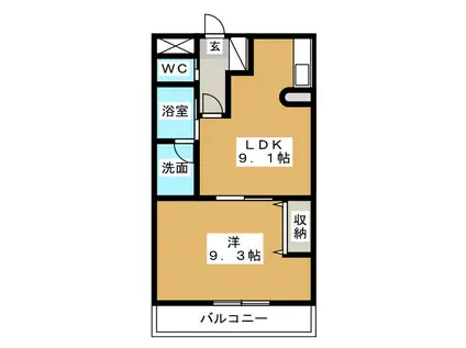 シャトー・グラシューズ(1LDK/3階)の間取り写真