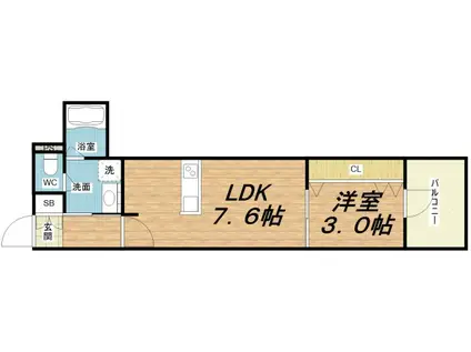 RJRプレシア南堀江(1DK/2階)の間取り写真