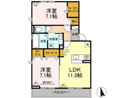 D-SQUARE八町通(2LDK/3階)の間取り写真