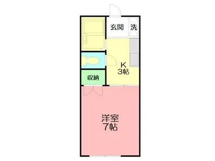 クレール湘南(1K/2階)の間取り写真