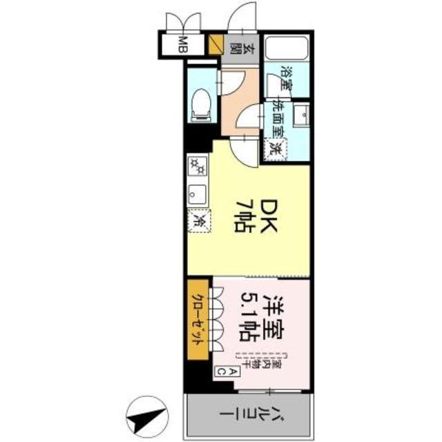 GRAND VILLAGE(1DK/6階)の間取り写真