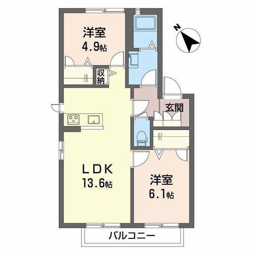 二色の浜グリーンヴィレッジC棟(2LDK/2階)の間取り写真